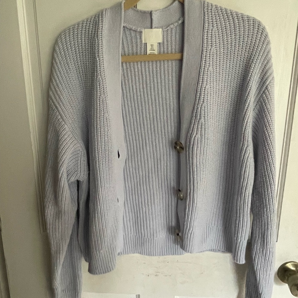 H&M Light Gray Knit Button-Up Cardigan